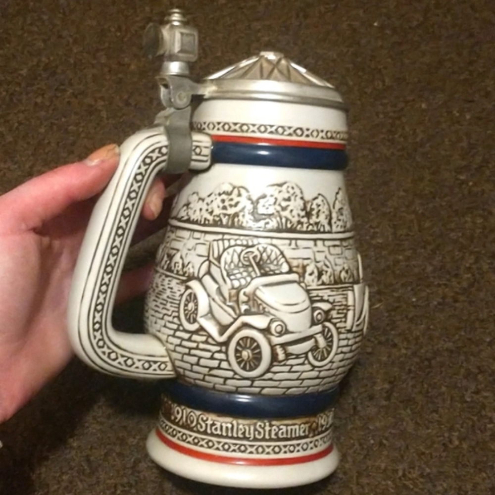 Avon Ceramarte 70s Vintage Car Enthusiasts Handcrafted Collectable Lidded Stein